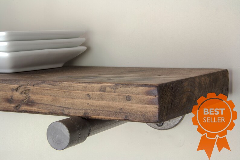 Rustic Floating Shelves Shelf Pipe Image 0