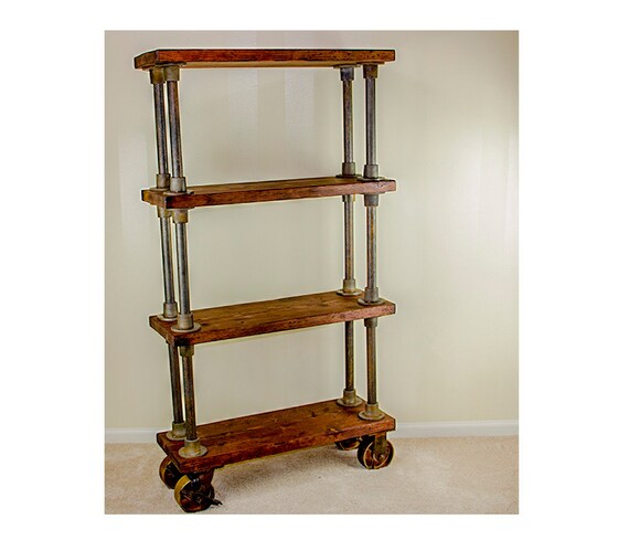 Bookcase Bookshelf Rustic Shelf Industrial Shelving Etsy