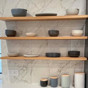 White Oak Floating Shelves, Kitchen Floating Wall Shelf. Custom Heavy Duty Shelving image 1