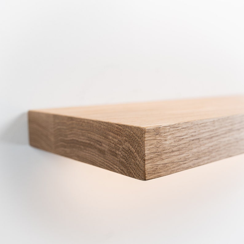 White Oak LED Floating Shelf Lighted Bar Shelves Whiskey - Etsy