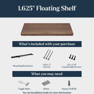 White Oak Floating Shelves, 1.625" Thick, Heavy Duty Solid Wood image 6
