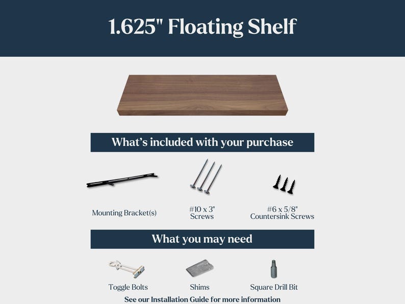 White Oak Floating Shelves, 1.625" Thick, Heavy Duty Solid Wood image 6