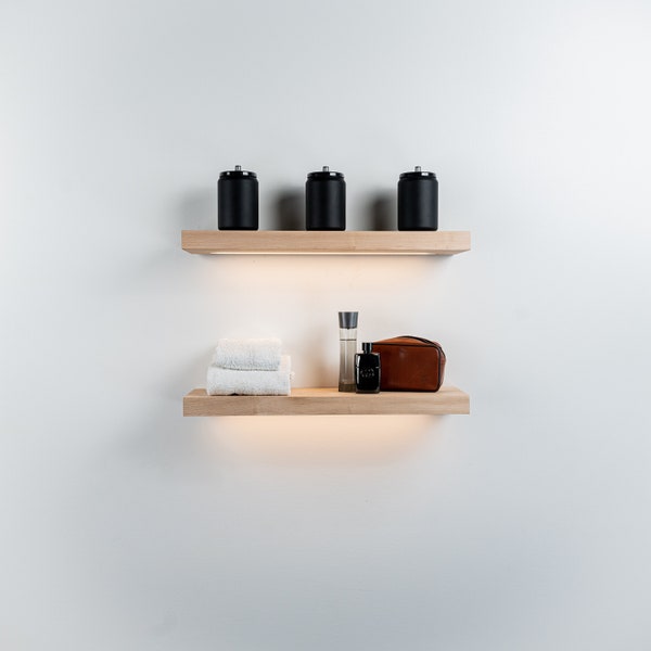 Shelves on Wall With Lights Etsy