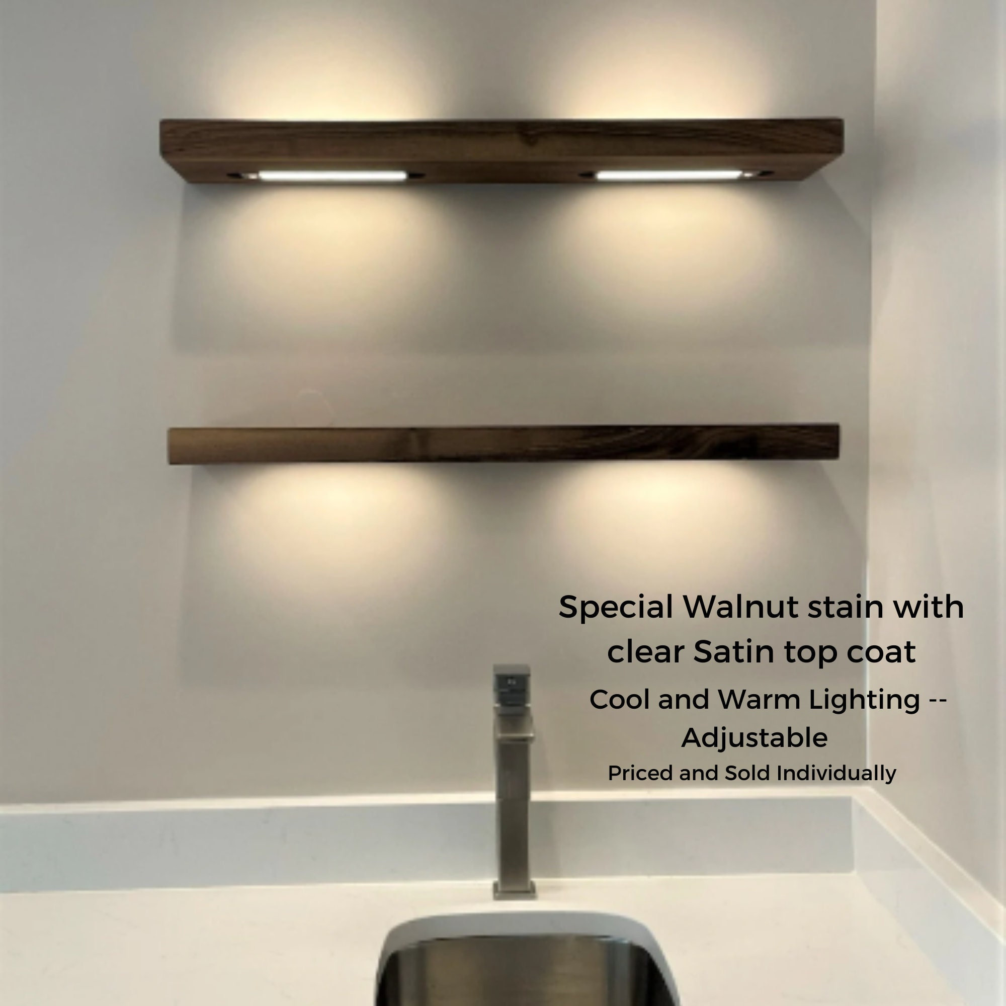 Acrylic LED Floating Shelf  Home Bar Shelves w/ LED Lighting
