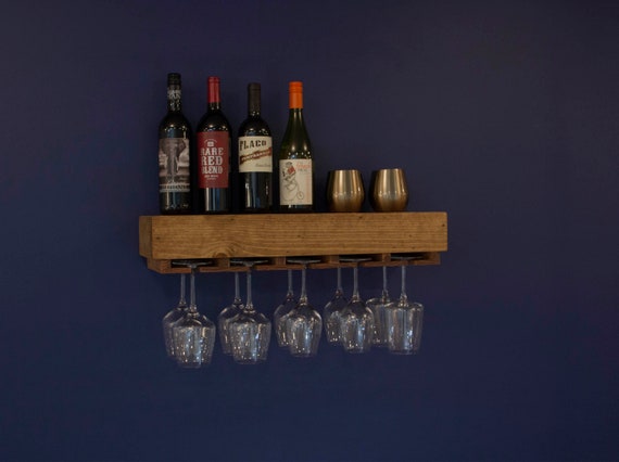 Chunky Floating Shelf Wine Rack Stemware Shelves Bar