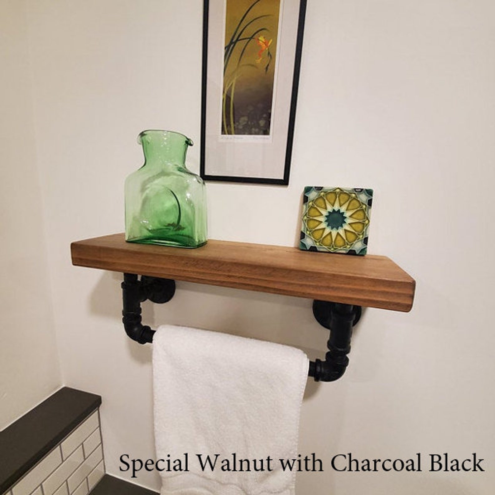 Floating Shelves With Towel Bar Floating Towel Bar Shelf Etsy