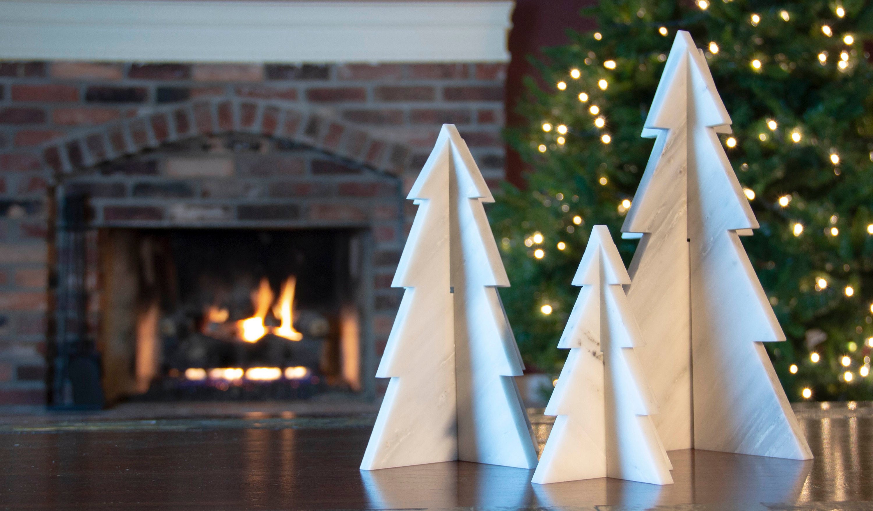 Holiday Home Decor Marble Christmas Trees Set of 3 Marble Etsy