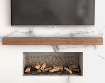 Walnut Wood Mantel, Fireplace Mantel, Modern, Floating Mantel