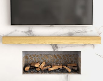 Modern White Oak Wood Mantel - Unique Handmade Home Accent