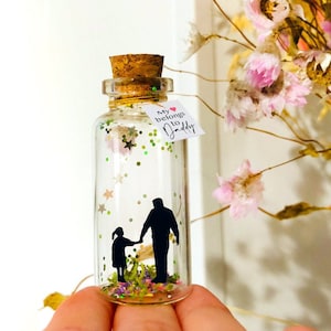 Fiole Message, Cadeau personnalisé pour Lui, Fête des Pères, Carte pour Papa Parfait, Fille à Papa, Petite Bouteille Message Porte Bonheur