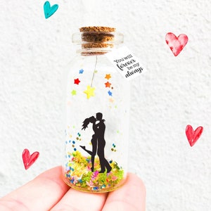 Fiole Message, Cadeau personnalisé, Saint Valentin, Cadeau Couple, Longue Distance, Carte Amour, Mini Bouteille, Cadeau Unique Romantique