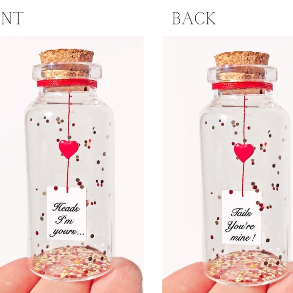 Thoughtful Message Bottle, Personalized Gifts for Her, Him, Wife, Couples, Unique Romantic Anniversary, Cute Keepsake, Tiny Red Heart Note