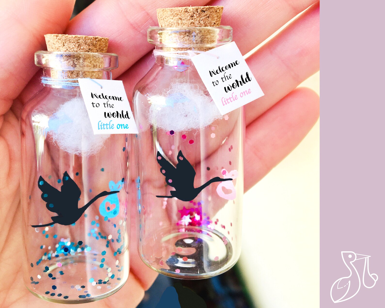 Birth Card Message In A Bottle Baby Shower Gift Baby Etsy