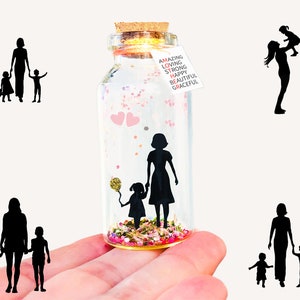 Fiole message, Cadeau personnalisé pour Maman, Anniversaire, Fête des mères, Carte miniature en verre, Idée cadeau pour dire je t'aime