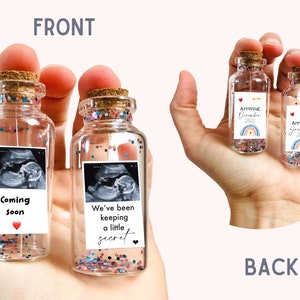 Fiole message, Annonce Grossesse Famille, Cadeau personnalisé, Mini photo échographie, Carte grossesse personnalisable, Bouteille Photo Bébé