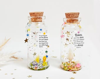 Cadeau personnalisé Amitié, Fiole message Anniversaire, Femme, Amis Longue distance, Idée cadeau pour toutes les occasions, Porte bonheur