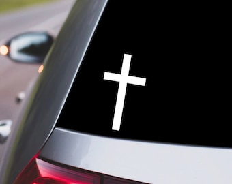 Simple  Christian Cross Car Decal - Christian Permanent Vinyl Decal - Decal for Water Bottle Laptop Computer