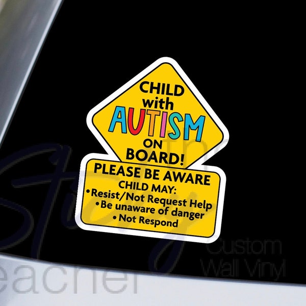 Child With Autism On Board Sticker Decal - Autism Awareness Car Truck Decal Sticker - Autistic - Neurodiverse Sticker Warning