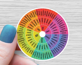 Feelings Wheel Sticker, Emotions Wheel Therapist Sticker, Counselor Sticker, Rainbow Feelings Wheel Sticker, Therapy Sticker, Feelings