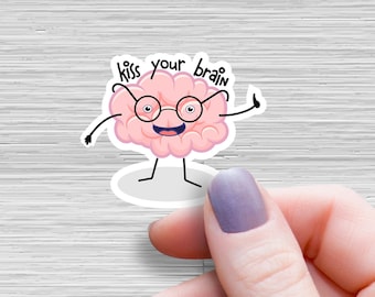 Kiss your brain for teacher sticker, Teacher Sticker attendance teacher Laptop Sticker daily reminder take attendance