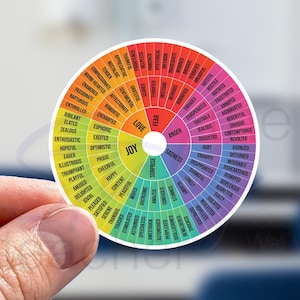 Feelings Wheel Sticker, Emotions Wheel Therapist Sticker, Counselor Sticker, Rainbow Feelings Wheel Sticker, Therapy Sticker, Feelings