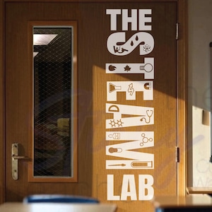 STEAM Lab Wall vinyl Decal, School Wall vinyl, Science Decor, Classroom Door vinyl, Science Vinyl Decal Door Wall - Icon Set Bold steam