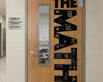 The MATH class vinyl Decal - Classroom Door or Wall Vinyl Decal School Wall - Algebra Trig Math Decal, math teacher door decor vinyl
