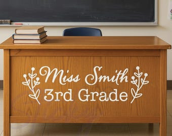 Teacher Name Vinyl Decal, teacher desk wall decal, classroom decor, classroom wall decal, farmhouse style, growth mindset, teacher decal