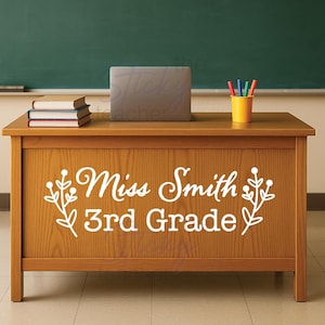 Teacher Name Vinyl Decal, teacher desk wall decal, classroom decor, classroom wall decal, farmhouse style, growth mindset, teacher decal