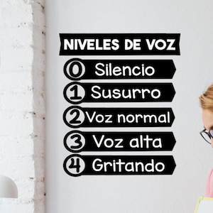 Voice Level in Spanish vinyl wall decal School Elementary Classroom Teacher Decal Educational