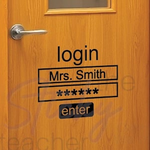 Customized Computer Login Classroom Door vinyl wall decal School Home Classroom Teacher Bedroom Decal Educational