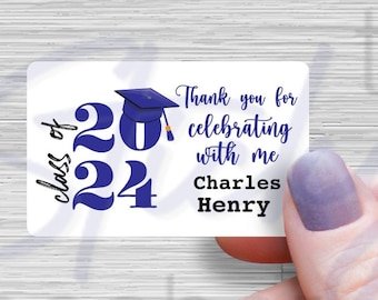 Graduation Custom Stickers | Grad Cap Class of | Personalized  Customized Thank You Sticker Name Customized | Graduation Labels 2024