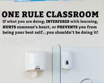One Rule Classroom 2 Wall Vinyl Decal, Classroom Door,  Be your best decal, Back to School Wall decor, Stay on task decal for classroom wall