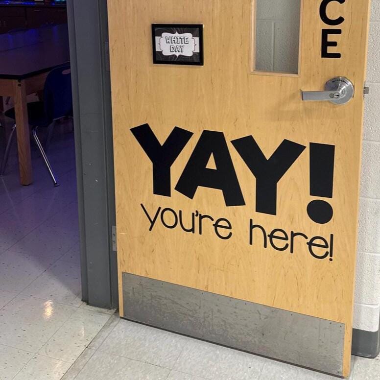 YAY! you're here! Designed for Elementary Classroom Door Vinyl Wall decal School Elementary Classroom Teacher Decal Educational
