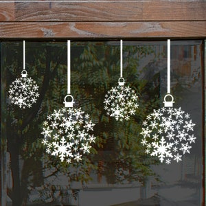 Vinyl Holiday Snowflake Ornament decal Christmas window decals, Winter decals, Christmas wall art, ornament window decoration, Storefront