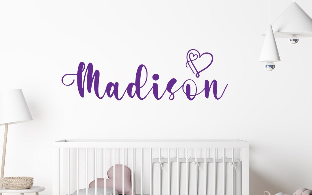 Customized Wall Decal Girl With Heart Name | Modern Nursery | Wall ...
