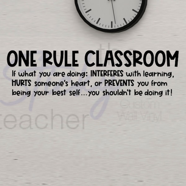 One Rule Classroom Wall Vinyl Decal, Classroom Door,  Be your best decal, Back to School Wall decor, Stay on task decal for classroom wall