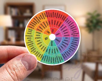 Feelings Wheel Sticker, Emotions Wheel Therapist Sticker, Counselor Sticker, Rainbow Feelings Wheel Sticker, Therapy Sticker, Feelings