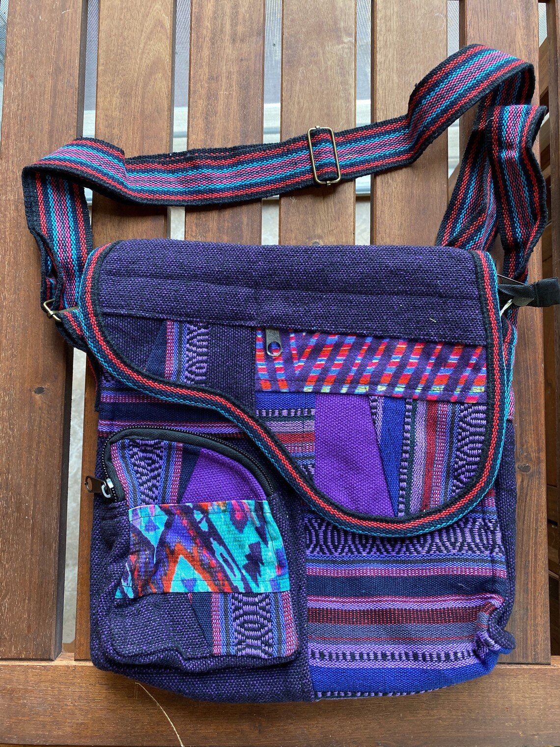 Messenger Bag / Funky Side Bag / Crossbody Hippy / Cotton / Handcrafted
