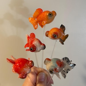 Accessoire/décor pour plante fait main - Poisson rouge télescope Clayling