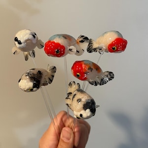 Handmade Plant Accessory/ Decor - Ranchu goldfish Clayling
