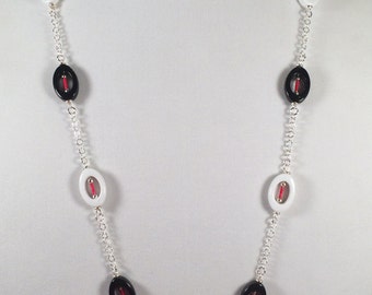 Red White and Black Acrylic Necklace