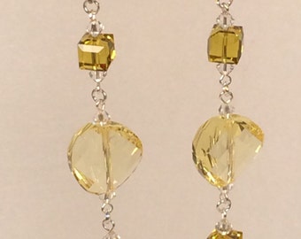 Crystal Twisted Earrings in Light Topaz