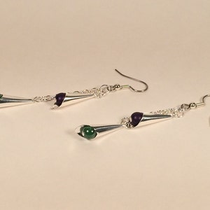 Green and Purple Flower Bud Earrings