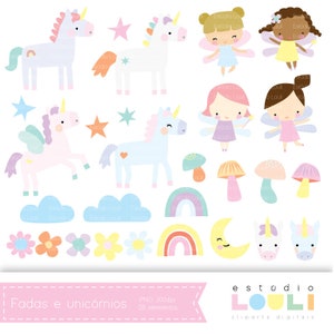 Fairies unicorns cliparts