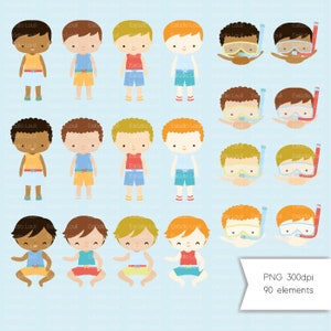 summer beach boys and girls pool party cliparts image 4