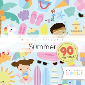 Sommer Strand Jungen und Mädchen Pool Party Cliparts