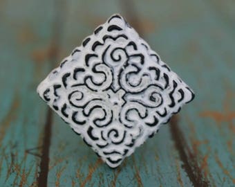 Square Metal Cabinet Knob in Distressed Finish