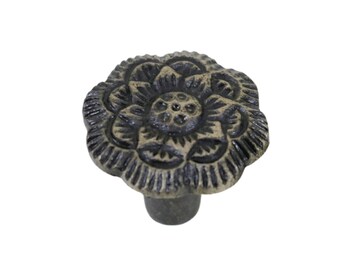 Flat Floral Metal Cabinet Knob