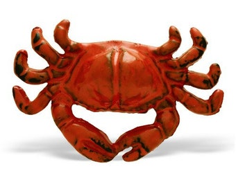 Metal Crab Shaped Cabinet Knob in Distressed Orange